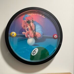 Billiards Wall Clock - Black Frame
